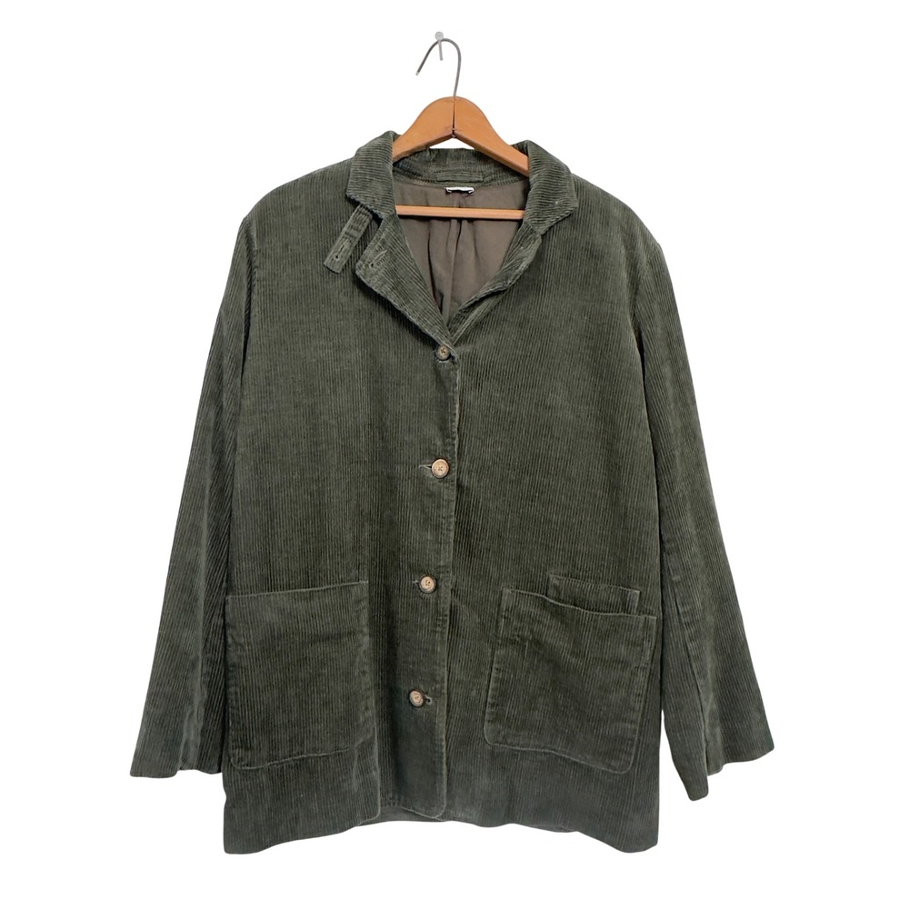 Poetry Corduroy Chore Jacket Green Hemp Cotton Yak - size 2